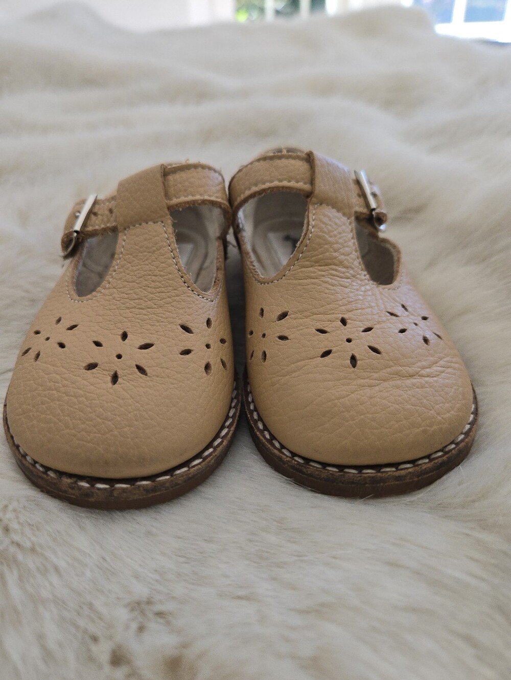 Zimmerman Shoes Flora T-Strap Shoes – Camel Leather | Toddler Size 6 Medium (E) - Picture 6 of 7